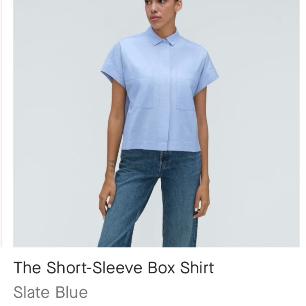 Everlane Slate Blue Short-Sleeve Box Shirt